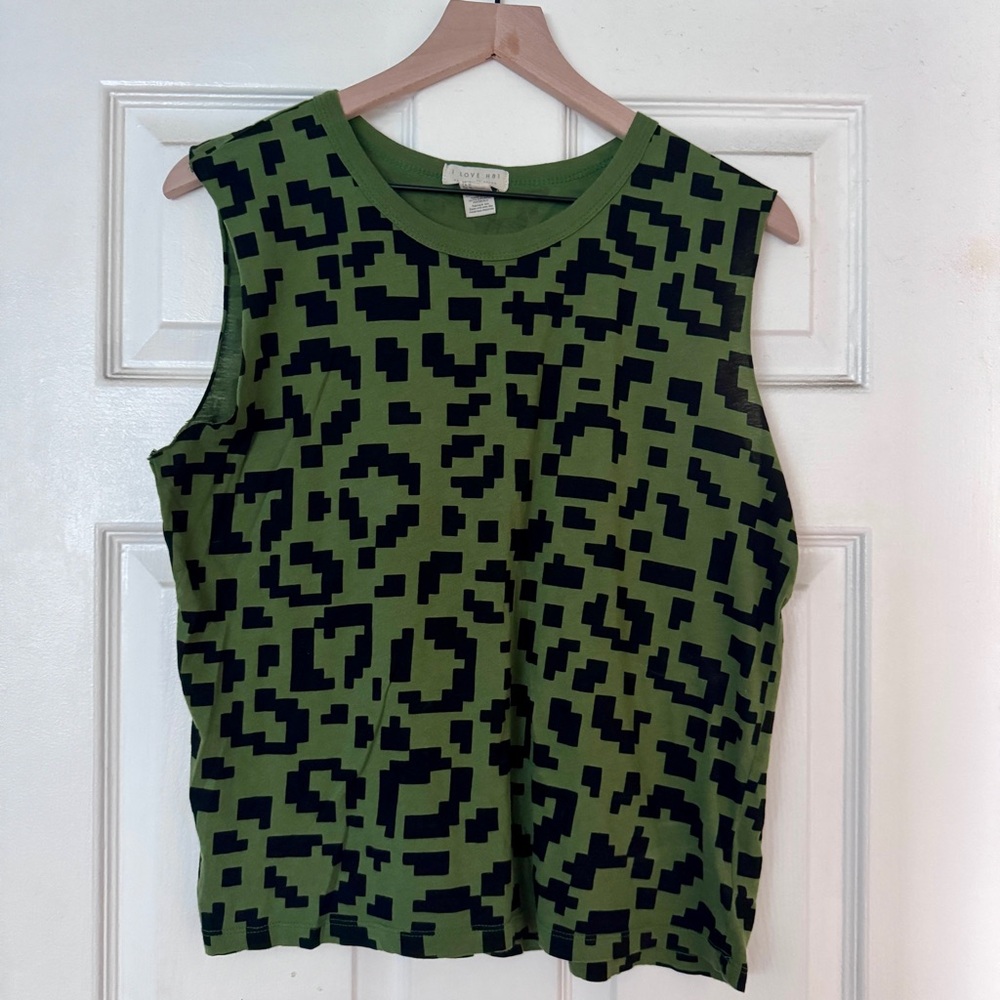 Green Boxy Muscle Tee with Graphic Design